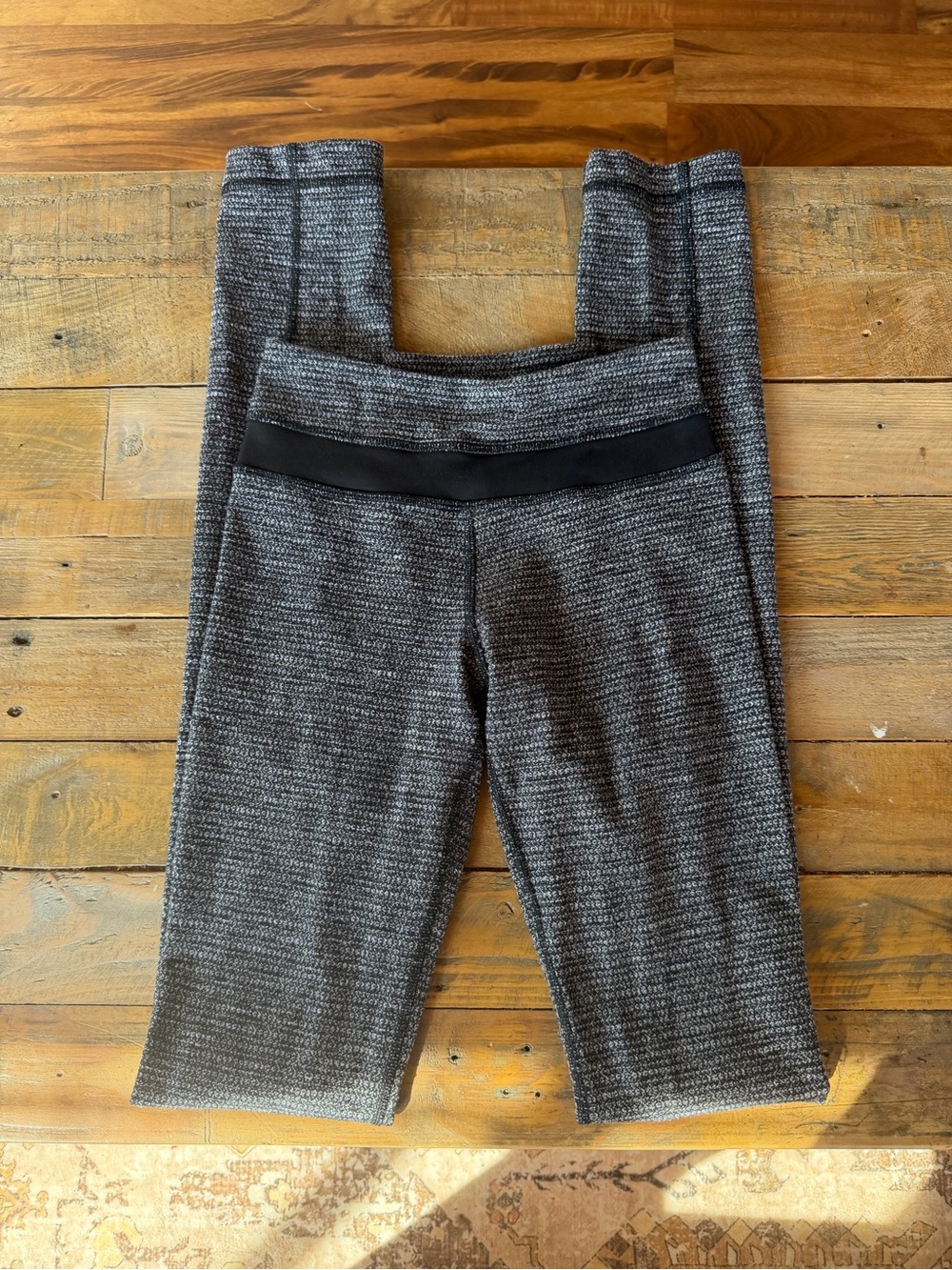 lululemon athletica Heathered Charcoal Capri Leggings with Black Waistband